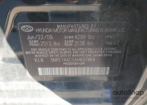 2010 Hyundai Sonata Gls из США, поврежденный, VIN 5NPET4AC5AH607464